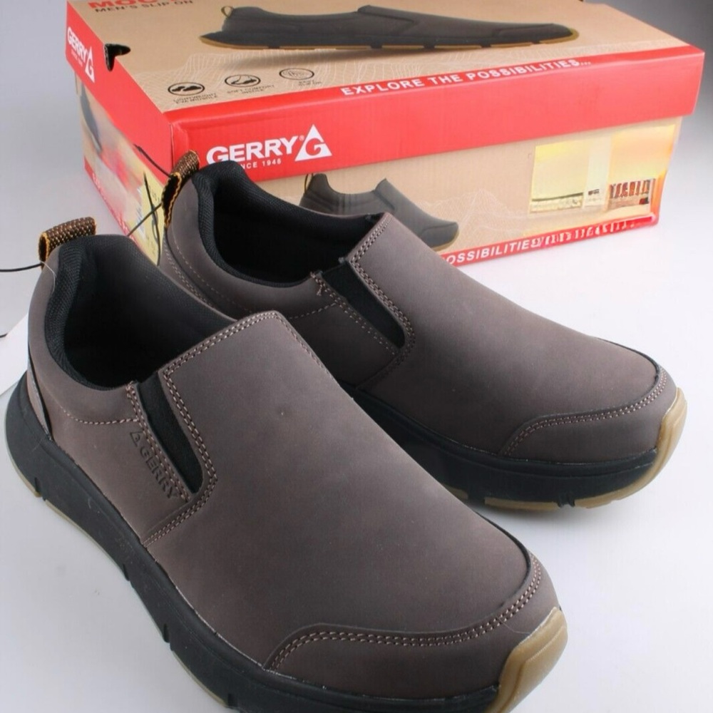 Gerry Moc II Men’s Easy Slip On Shoe Brown Lightweight Soft Insole NIB NEW